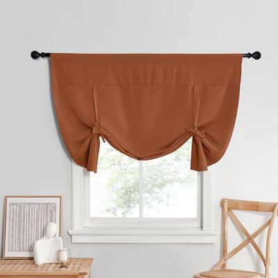NICETOWN Värmeisolerade korta nyanser romerska gardiner för kök knytgardiner för fönstret ballong nyanser för små fönster halloween dekor, 132 x 115 cm, bränd orange, 1 panel NICETOWN Värmeisolerade korta nyanser romerska gardiner för kök knytgardiner för fönstret ballong nyanser för små fönster halloween dekor, 132 x 115 cm, bränd orange, 1 panel