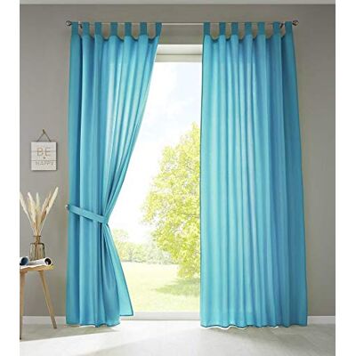 Gardinenbox Uppsättning av 2 gardiner sjal "Berlin" H x B 245 x 140 cm turkos ogenomskinlig mikrosatin ljusgenomsläppligt veckband uni matt, 20400N2 Gardinenbox Uppsättning av 2 gardiner sjal "Berlin" H x B 245 x 140 cm turkos ogenomskinlig mikrosatin ljusgenomsläppligt veckband uni matt, 20400N2