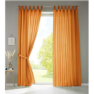 Gardinenbox Gardinlåda uppsättning av 2 gardiner halsduk slingor "Berlin" H x B 225 x 140 cm orange ogenomskinlig mikrosatin ljusgenomsläppligt veckband uni matt, 20400N2 Gardinenbox Gardinlåda uppsättning av 2 gardiner halsduk slingor "Berlin" H x B 225 x 140 cm orange ogenomskinlig mikrosatin ljusgenomsläppligt veckband uni matt, 20400N2
