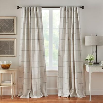 Elrene Home Fashions fönsterruta rutigt rutnät mörkläggningsfönster gardinpaneler/draperier för vardagsrum, sovrum, matsal, linne, grå, 132 cm B x 241 cm L (paket med 1) Elrene Home Fashions fönsterruta rutigt rutnät mörkläggningsfönster gardinpaneler/draperier för vardagsrum, sovrum, matsal, linne, grå, 132 cm B x 241 cm L (paket med 1)