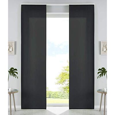 Gardinenbox Uppsättning av 2 glidande gardiner ytgardiner mikrofibergardin glidande H x B 245 x 60 cm svart matt panelvagn viktstänger, 85600N2 Gardinenbox Uppsättning av 2 glidande gardiner ytgardiner mikrofibergardin glidande H x B 245 x 60 cm svart matt panelvagn viktstänger, 85600N2
