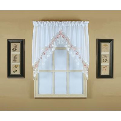 Today's Curtain Dagens gardin, vintage makramé organza swag 96,5 cm, vit/ros, 148 cm B x 96,5 cm L Today's Curtain Dagens gardin, vintage makramé organza swag 96,5 cm, vit/ros, 148 cm B x 96,5 cm L
