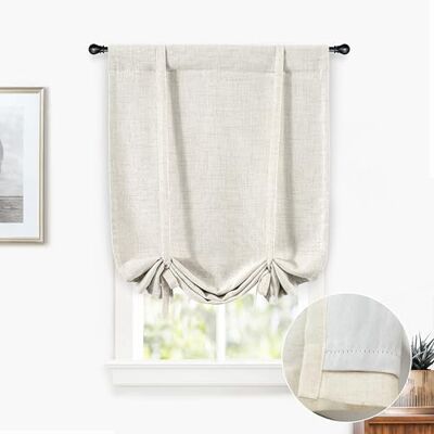 DriftAway mörkläggning linne texturerat solid grundläggande rum mörkläggning värmeisolerad knytbar ballong stång ficka linne gardiner för små fönster 61 cm x 117 cm ljus linne DriftAway mörkläggning linne texturerat solid grundläggande rum mörkläggning värmeisolerad knytbar ballong stång ficka linne gardiner för små fönster 61 cm x 117 cm ljus linne
