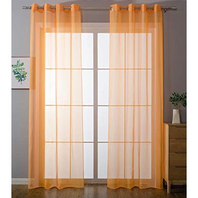 Gardinenbox Gardinlåda 2-pack öljetter gardiner transparent gardin set vardagsrum voile öljettgardin blybandkant H x B 225 x 140 cm orange, 203322 Gardinenbox Gardinlåda 2-pack öljetter gardiner transparent gardin set vardagsrum voile öljettgardin blybandkant H x B 225 x 140 cm orange, 203322