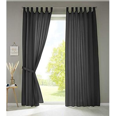 Gardinenbox Uppsättning av 2 gardiner sjal "Berlin" H x B 245 x 140 cm svart ogenomskinlig mikrosatin ljusgenomsläppligt veckband uni matt, 20400N2 Gardinenbox Uppsättning av 2 gardiner sjal "Berlin" H x B 245 x 140 cm svart ogenomskinlig mikrosatin ljusgenomsläppligt veckband uni matt, 20400N2