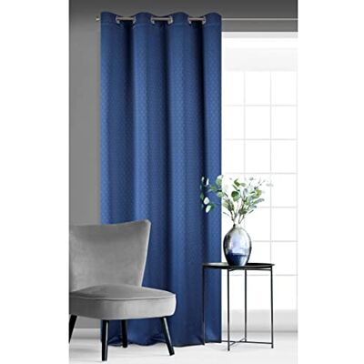 Eurofirany Rivet gardin jacquard öljetter trend enkel elegant hög kvalitet sovrum vardagsrum, marinblå, 135 x 250 cm Eurofirany Rivet gardin jacquard öljetter trend enkel elegant hög kvalitet sovrum vardagsrum, marinblå, 135 x 250 cm
