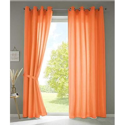 Gardinenbox Två set draperier sjal Ösen »Berlin« HxB 245 x 140 cm orange iögonfallande mikrosatin ljusgenomsläpplig Uni Matt, 20405N2 Gardinenbox Två set draperier sjal Ösen »Berlin« HxB 245 x 140 cm orange iögonfallande mikrosatin ljusgenomsläpplig Uni Matt, 20405N2