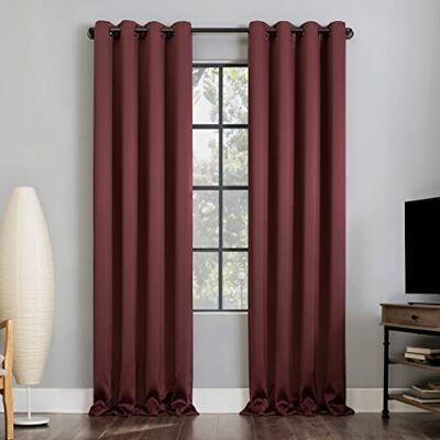Sun Zero Nordic 2-pack teaterklass brusreducerande extrem 100% mörkläggning genomföring gardin panel par, 132 cm x 54, vinröd Sun Zero Nordic 2-pack teaterklass brusreducerande extrem 100% mörkläggning genomföring gardin panel par, 132 cm x 54, vinröd