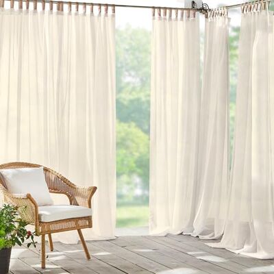 Elrene Home Fashions Darien solid tunn inomhus/utomhus självhäftande ögla fästflik topp fönstergardin panel för uteplats, pergola, veranda, däck, Lanai och cabana, 132 cm x 274 cm (1, elfenben Elrene Home Fashions Darien solid tunn inomhus/utomhus självhäftande ögla fästflik topp fönstergardin panel för uteplats, pergola, veranda, däck, Lanai och cabana, 132 cm x 274 cm (1, elfenben
