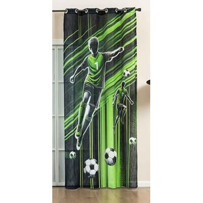 Gardinenbox Gardin, öljetter, grovfiber, "Seoul Collection", H x B 245 x 140 cm, fotboll, fotboll, digitalt tryck, öljetter, linutseende struktur, halvbranschbesparande ogenomskinlig 2024120 Gardinenbox Gardin, öljetter, grovfiber, "Seoul Collection", H x B 245 x 140 cm, fotboll, fotboll, digitalt tryck, öljetter, linutseende struktur, halvbranschbesparande ogenomskinlig 2024120