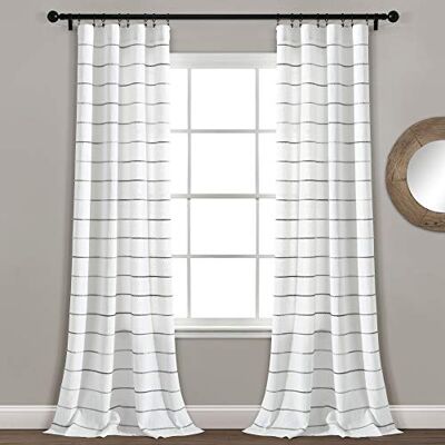 Lush Decor Frodig dekor Ombre rand garn färgad bomull fönster gardin panel set – färgglatt tuftat garn rand detalj – 2 fönsterpaneler – 102 cm B x 213 cm L, grå Lush Decor Frodig dekor Ombre rand garn färgad bomull fönster gardin panel set – färgglatt tuftat garn rand detalj – 2 fönsterpaneler – 102 cm B x 213 cm L, grå