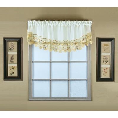 Today's Curtain Dagens gardin, vintage makramé organza halvmåne 45 cm, Ecru/guld, 148 cm B x 45 cm L Today's Curtain Dagens gardin, vintage makramé organza halvmåne 45 cm, Ecru/guld, 148 cm B x 45 cm L
