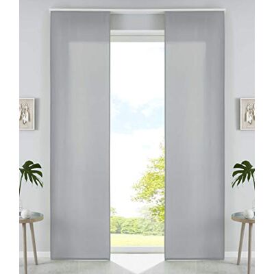 Gardinenbox Uppsättning av 2 glidande gardiner ytgardiner mikrofibergardin glidande H x B 245 x 60 cm grå matt panelvagn viktstänger, 85600N2 Gardinenbox Uppsättning av 2 glidande gardiner ytgardiner mikrofibergardin glidande H x B 245 x 60 cm grå matt panelvagn viktstänger, 85600N2
