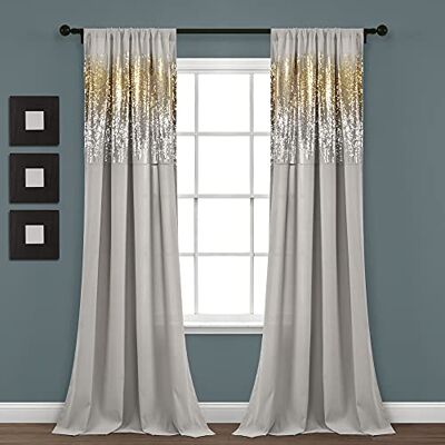 Lush Decor Frodiga dekor skimmer paljetter fönstergardin panel par, 213 cm L x 107 cm B, grå och guld Lush Decor Frodiga dekor skimmer paljetter fönstergardin panel par, 213 cm L x 107 cm B, grå och guld