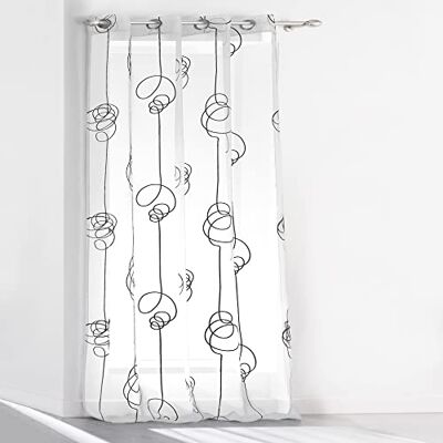 Douceur d'Intérieur DOUCEUR D'INTERIEUR Gardinringar 140 x 240 tryckt voile slingrande vit/svart, tyg, vit/svart Douceur d'Intérieur DOUCEUR D'INTERIEUR Gardinringar 140 x 240 tryckt voile slingrande vit/svart, tyg, vit/svart