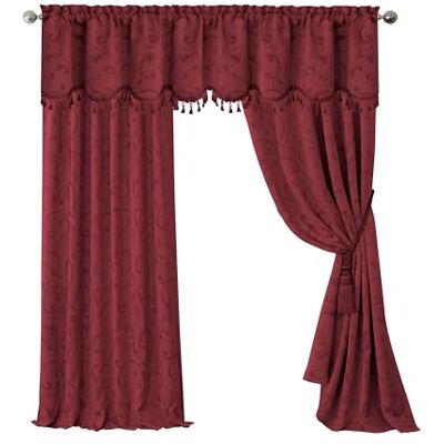 Elrene hem mode Mia Jacquard rullgardin mörkläggningsfönstergardin, 132 cm x 213 cm (1 panel), rouge Elrene hem mode Mia Jacquard rullgardin mörkläggningsfönstergardin, 132 cm x 213 cm (1 panel), rouge