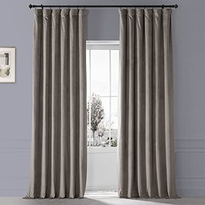 HPD Half Price Drapes Signature Plush Sammetsgardin, mörkläggning för sovrum (1 panel), 127 cm B × 244 cm L, hotellgardin för vardagsrum, termoisolerande mörkläggningsgardin för fönster, Library Taupe HPD Half Price Drapes Signature Plush Sammetsgardin, mörkläggning för sovrum (1 panel), 127 cm B × 244 cm L, hotellgardin för vardagsrum, termoisolerande mörkläggningsgardin för fönster, Library Taupe