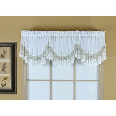 Today's Curtain Dagens gardin, vintage makramé organza halvmåne 45 cm, vit/blå, 148 cm B x 45 cm L Today's Curtain Dagens gardin, vintage makramé organza halvmåne 45 cm, vit/blå, 148 cm B x 45 cm L