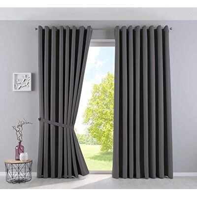 Gardinenbox Gardinerlåda, gardiner, ogenomskinliga "Newyork", mörkgrå, H x B 225 x 295 cm, 2-pack, termiska gardiner, mörkläggningsgardin, mörkläggningsgardin, mörkläggningsöljetter, ljudisolerande, Oeko-Tex Gardinenbox Gardinerlåda, gardiner, ogenomskinliga "Newyork", mörkgrå, H x B 225 x 295 cm, 2-pack, termiska gardiner, mörkläggningsgardin, mörkläggningsgardin, mörkläggningsöljetter, ljudisolerande, Oeko-Tex