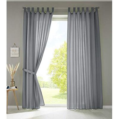 Gardinenbox Uppsättning av 2 gardiner sjal "Berlin" H x B 225 x 140 cm grå ogenomskinlig mikrosatin ljusgenomsläppligt veckband uni matt, 20400N2 Gardinenbox Uppsättning av 2 gardiner sjal "Berlin" H x B 225 x 140 cm grå ogenomskinlig mikrosatin ljusgenomsläppligt veckband uni matt, 20400N2