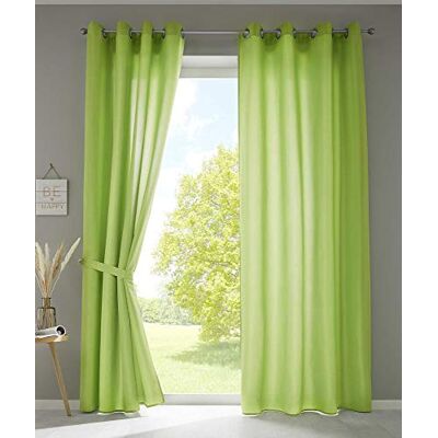 Gardinenbox 2-pack draperier sjal Ösen »Berlin« HxB 225 x 140 cm äppelgrön iögonfallande mikrosatin ljusgenomsläpplig Uni Matt, 20405N2 Gardinenbox 2-pack draperier sjal Ösen »Berlin« HxB 225 x 140 cm äppelgrön iögonfallande mikrosatin ljusgenomsläpplig Uni Matt, 20405N2