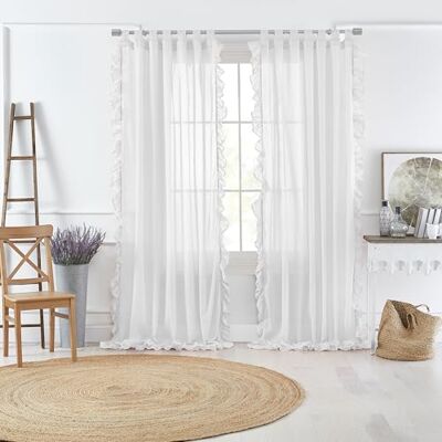 Elrene Tab-topp volang ren fönstergardinpanel 52" x 95" (1 Panel) Vitt Elrene Tab-topp volang ren fönstergardinpanel 52" x 95" (1 Panel) Vitt