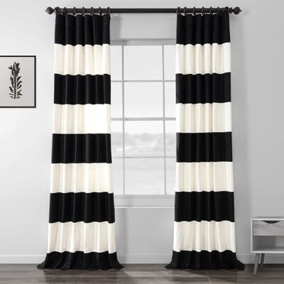 HPD Half Price Drapes Halvpris draperier PRCT-HS01-84 horisontellt randigt bomullsdraperi 50 x 84 Onyx Black & Offwhite HPD Half Price Drapes Halvpris draperier PRCT-HS01-84 horisontellt randigt bomullsdraperi 50 x 84 Onyx Black & Offwhite