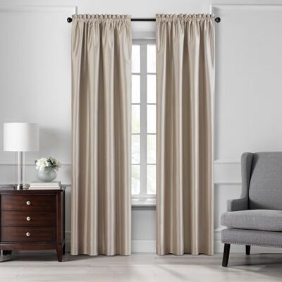 Elrene Home Fashions Colette fejk-silke mörkläggningsfönstergardin, 132 cm x 241 cm (1 panel), brungrå Elrene Home Fashions Colette fejk-silke mörkläggningsfönstergardin, 132 cm x 241 cm (1 panel), brungrå