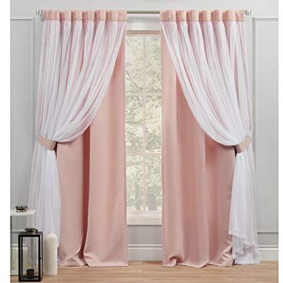 Exclusive Home Exklusiva hemgardiner Catarina lager solid mörkläggning och ren dold flik topp gardin paneler, 52 x 84, Rose Blush Exclusive Home Exklusiva hemgardiner Catarina lager solid mörkläggning och ren dold flik topp gardin paneler, 52 x 84, Rose Blush