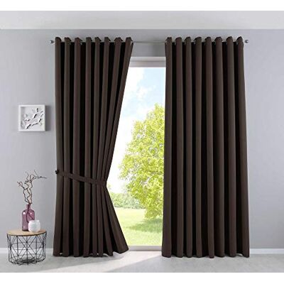 Gardinenbox Gardinerlåda, gardiner, ogenomskinliga "Newyork" brun, H x B 245 x 295 cm, 2-pack, termiska gardiner, mörkläggningsgardin, mörkläggningsgardin, mörkläggningsöljetter, ljudisolerande, Oeko-Tex Gardinenbox Gardinerlåda, gardiner, ogenomskinliga "Newyork" brun, H x B 245 x 295 cm, 2-pack, termiska gardiner, mörkläggningsgardin, mörkläggningsgardin, mörkläggningsöljetter, ljudisolerande, Oeko-Tex