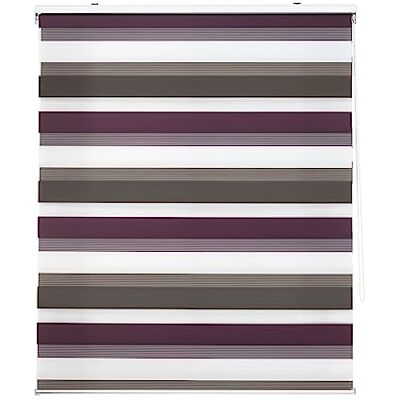 Decorblind Dubbelskiktsrullgardin för natt och dag vägg- eller takmontering, storlek 140 x 180 cm (B x L), Tyg 137 x 175 Trefärgad Brun-Lila-Vit för fönster Decorblind Dubbelskiktsrullgardin för natt och dag vägg- eller takmontering, storlek 140 x 180 cm (B x L), Tyg 137 x 175 Trefärgad Brun-Lila-Vit för fönster
