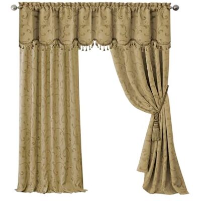 Elrene Home Fashions Mia Jacquard rullgardin mörkläggningsfönstergardin, 132 cm x 213 cm (1 panel), guld Elrene Home Fashions Mia Jacquard rullgardin mörkläggningsfönstergardin, 132 cm x 213 cm (1 panel), guld