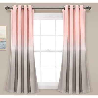 Lush Decor Fiesta-gardiner, ombre, ljusfiltrering, fönster, gardin, par, 160 cm L x 130 cm B, rouge och grå Lush Decor Fiesta-gardiner, ombre, ljusfiltrering, fönster, gardin, par, 160 cm L x 130 cm B, rouge och grå