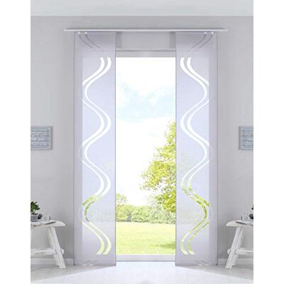 Gardinenbox Uppsättning av 1 x gardinpanel 245 x 45 cm höjd 245 x 45 cm grå bränd kvalitet modern vågig gardin genomskinliga paneler, vägningsstänger, vagnar 20190418-2 Gardinenbox Uppsättning av 1 x gardinpanel 245 x 45 cm höjd 245 x 45 cm grå bränd kvalitet modern vågig gardin genomskinliga paneler, vägningsstänger, vagnar 20190418-2