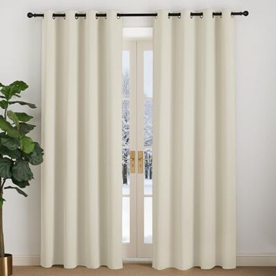 NICETOWN Nicestown Beige gardin ogenomskinlig gardin isolerande köldskydd gardiner 200 cm lång mörkläggningsgardin öljetter gardiner vardagsrum moderna gardiner öljettskynke set om 2, ljusbeige H 200 x B 140 NICETOWN Nicestown Beige gardin ogenomskinlig gardin isolerande köldskydd gardiner 200 cm lång mörkläggningsgardin öljetter gardiner vardagsrum moderna gardiner öljettskynke set om 2, ljusbeige H 200 x B 140