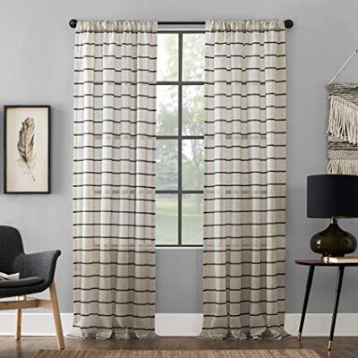 Clean Window Ren fönster twill rand anti-damm allergi/husdjur vänlig anti-damm ren gardinpanel, 132 cm x 84, svart/linne Clean Window Ren fönster twill rand anti-damm allergi/husdjur vänlig anti-damm ren gardinpanel, 132 cm x 84, svart/linne