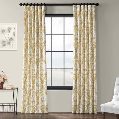 HPD Half Price Drapes HPD halvt pris draperier Lacuna-tryckt bomullstwillgardin, sol, 50 x 96 HPD Half Price Drapes HPD halvt pris draperier Lacuna-tryckt bomullstwillgardin, sol, 50 x 96