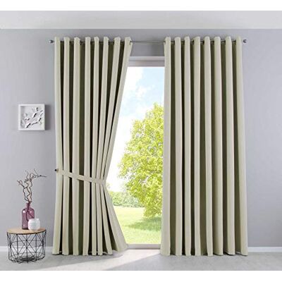 Gardinenbox Gardinerlåda, gardiner, ogenomskinliga "Newyork", beige, H x B 245 x 295 cm, 2-pack, termiska gardiner, mörkläggningsgardin, mörkläggningsgardin, mörkläggningsöljetter, ljudisolerande, Oeko-Tex Gardinenbox Gardinerlåda, gardiner, ogenomskinliga "Newyork", beige, H x B 245 x 295 cm, 2-pack, termiska gardiner, mörkläggningsgardin, mörkläggningsgardin, mörkläggningsöljetter, ljudisolerande, Oeko-Tex