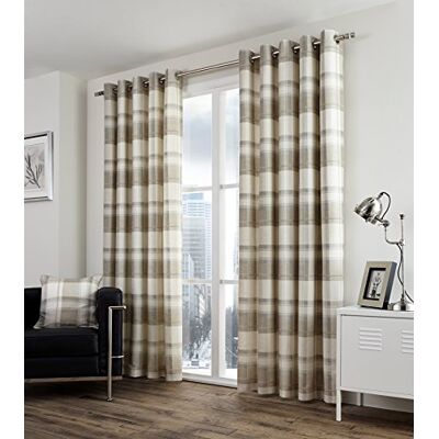 Fusion – Balmoral Check – 100 procent bomullspar öljettgardiner naturligt – 46 bredd x 72 fall (117 x 183 cm) Fusion – Balmoral Check – 100 procent bomullspar öljettgardiner naturligt – 46 bredd x 72 fall (117 x 183 cm)