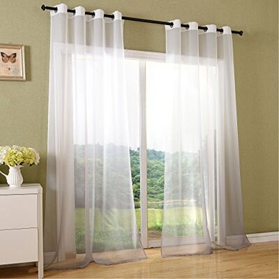 Gardinenbox Gardinlåda Ösensjal transparent färgövergång gardin med Ösen Gardine Voile, EKÖTEX standard 100, 100% polyester, grå, 2 stycken 245 x 140 Gardinenbox Gardinlåda Ösensjal transparent färgövergång gardin med Ösen Gardine Voile, EKÖTEX standard 100, 100% polyester, grå, 2 stycken 245 x 140