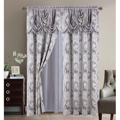 GLORY RUGS Jacquard lyxig 2 gardinpanel set med bifogad kappa och baksida sovrum vardagsrum matsal 137 x 213 cm silvergrå GLORY RUGS Jacquard lyxig 2 gardinpanel set med bifogad kappa och baksida sovrum vardagsrum matsal 137 x 213 cm silvergrå