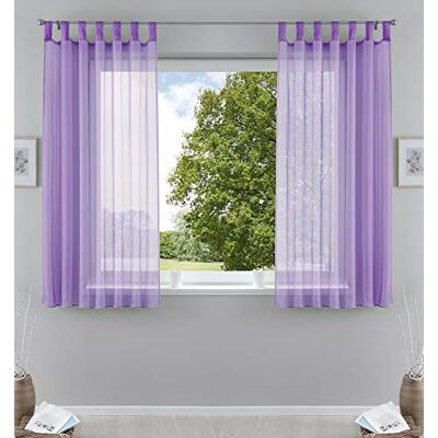 Gardinenbox Gardinlåda 2-pack gardiner transparent gardin set vardagsrum voile gardin med blybandkant H x B 175 x 140 cm lila, 6 000 CN Gardinenbox Gardinlåda 2-pack gardiner transparent gardin set vardagsrum voile gardin med blybandkant H x B 175 x 140 cm lila, 6 000 CN