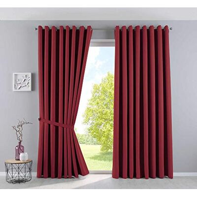 Gardinenbox Gardinlåda, gardiner, ogenomskinliga "Newyork" bordeaux, H x B 245 x 295 cm, 2-pack, termiska gardiner, mörkläggningsgardin, mörkläggningsgardin, mörkläggningsöljetter, ljudisolerande, Oeko-Tex Gardinenbox Gardinlåda, gardiner, ogenomskinliga "Newyork" bordeaux, H x B 245 x 295 cm, 2-pack, termiska gardiner, mörkläggningsgardin, mörkläggningsgardin, mörkläggningsöljetter, ljudisolerande, Oeko-Tex