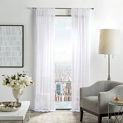 Martha Stewart Glaciär genomskinlig stång ficka fönster gardin panel par, 213 cm, vit Martha Stewart Glaciär genomskinlig stång ficka fönster gardin panel par, 213 cm, vit