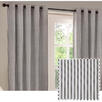 Yard Hebden randig bomull öljett gardin par – grå – 229 x 229 cm Yard Hebden randig bomull öljett gardin par – grå – 229 x 229 cm