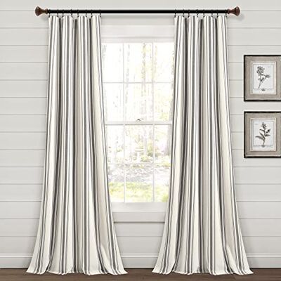 Lush Decor Frodig dekor bondgård randig garn färgad bomull fönster gardin paneler mörkgrå 42 x 84 set Lush Decor Frodig dekor bondgård randig garn färgad bomull fönster gardin paneler mörkgrå 42 x 84 set