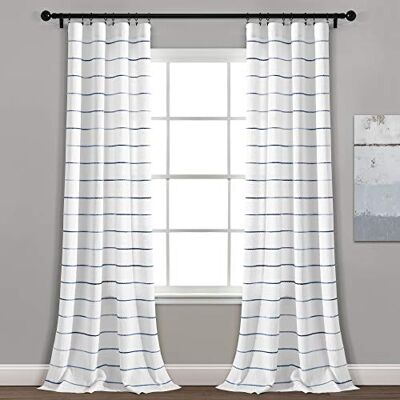 Lush Decor Luxuös dekor ombre randigt garn färgat bomullsfönster gardin panel par, 84 x 40 tum, marinblå Lush Decor Luxuös dekor ombre randigt garn färgat bomullsfönster gardin panel par, 84 x 40 tum, marinblå