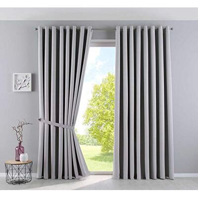 Gardinenbox Gardinerlåda, gardiner, ogenomskinliga "Newyork", grå, H x B 225 x 295 cm, 2-pack, termiska gardiner, mörkläggningsgardin, mörkläggningsgardin, mörkläggningsöljetter, ljudisolerande, Oeko-Tex Gardinenbox Gardinerlåda, gardiner, ogenomskinliga "Newyork", grå, H x B 225 x 295 cm, 2-pack, termiska gardiner, mörkläggningsgardin, mörkläggningsgardin, mörkläggningsöljetter, ljudisolerande, Oeko-Tex