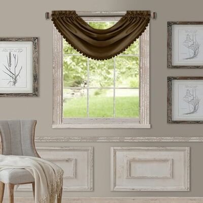 Elrene rum mörkläggande stång ficka vattenfall fönstergardin, polyester, chokladbrun, 132 cm B x 91 cm L (paket med 1) Elrene rum mörkläggande stång ficka vattenfall fönstergardin, polyester, chokladbrun, 132 cm B x 91 cm L (paket med 1)