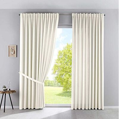 Gardinenbox Uppsättning av 2 gardiner ogenomskinliga "Palermo" H x B 250 x 300 cm, gräddvita gardiner, extra bred, matt, ljusgenomsläppliga dolda öglor, gardinband, 10002651-2 Gardinenbox Uppsättning av 2 gardiner ogenomskinliga "Palermo" H x B 250 x 300 cm, gräddvita gardiner, extra bred, matt, ljusgenomsläppliga dolda öglor, gardinband, 10002651-2
